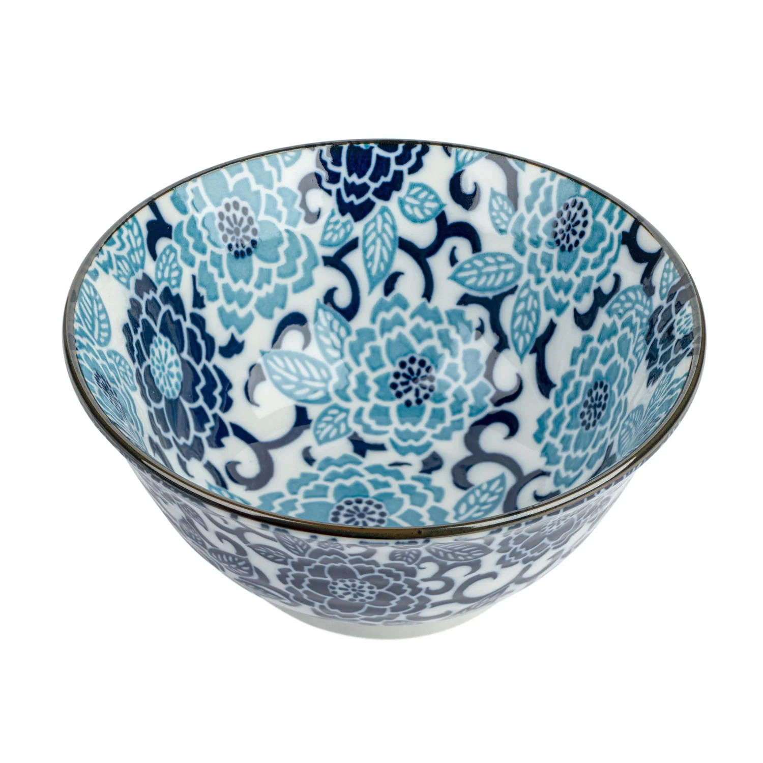 Blue Peony Japanese Soup Bowl - Image 2