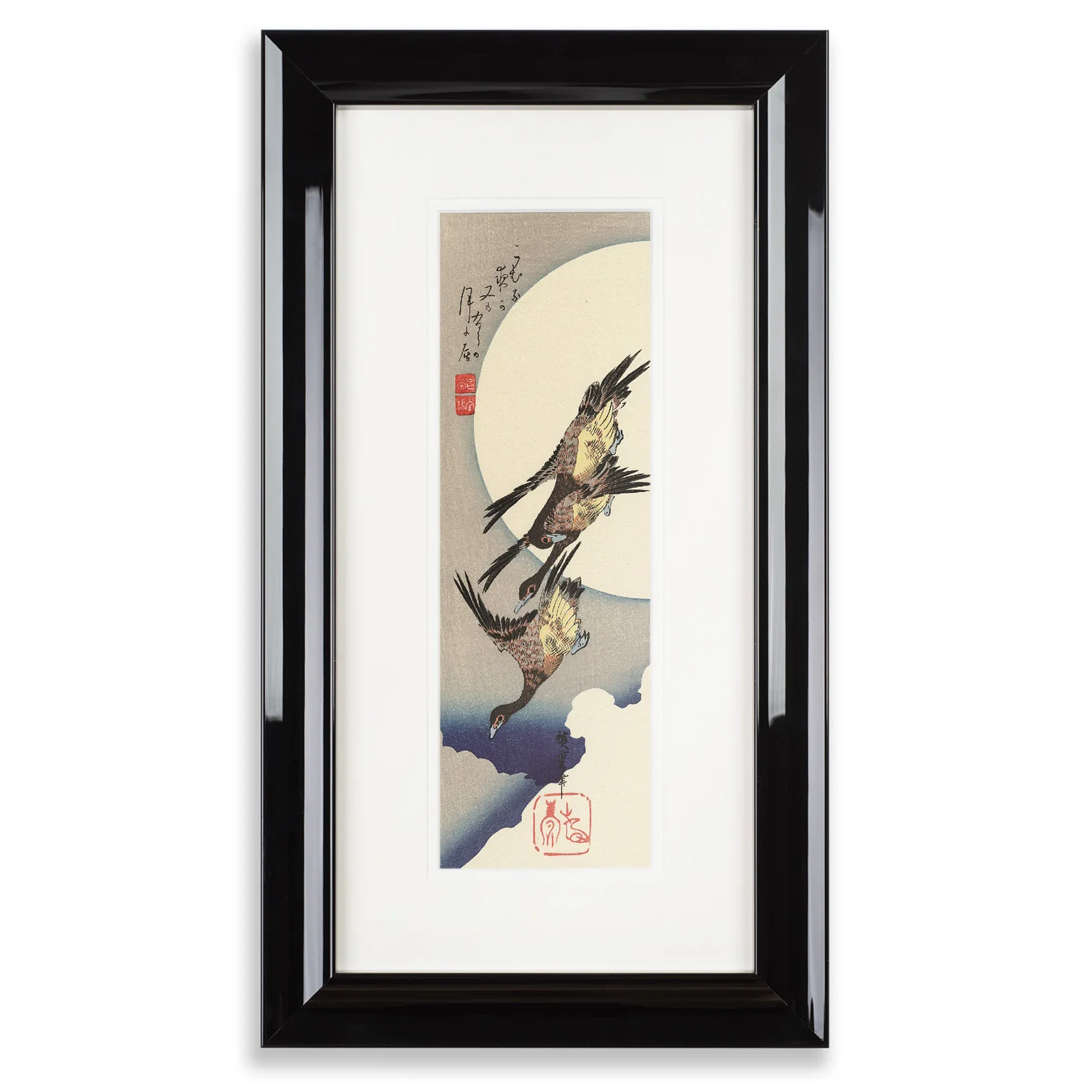Framed Three Wild Geese Hiroshige Print
