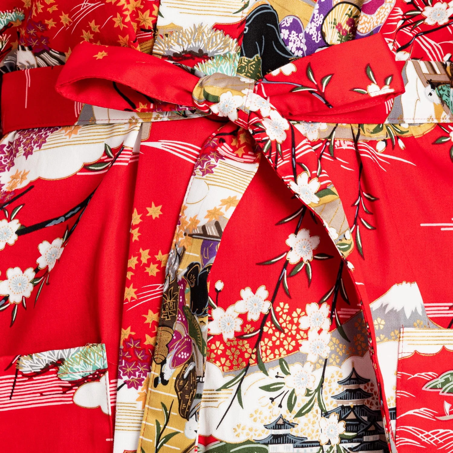Geisha Short Red Japanese Kimono - Image 4