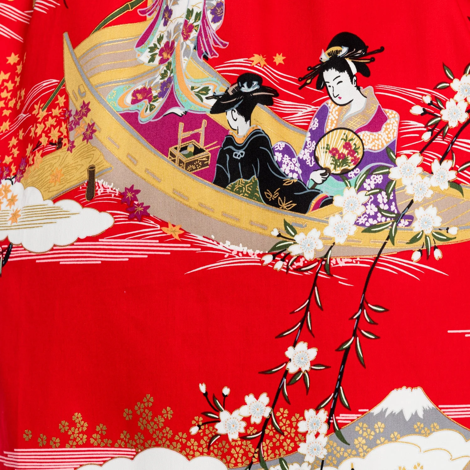 Geisha Short Red Japanese Kimono - Image 5