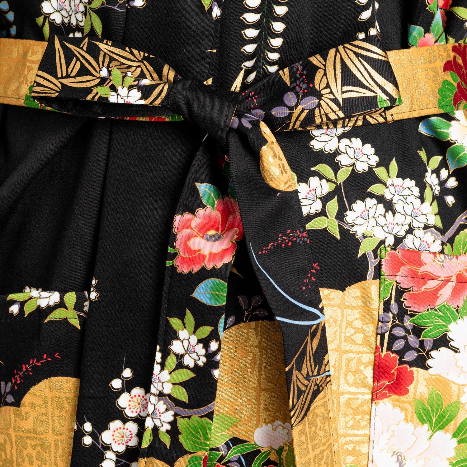 Japanese Kimono Floral Print Short Black - Image 4