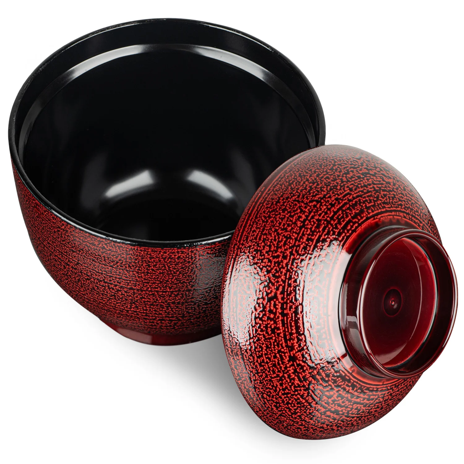 Kotobuki Japanese Lacquer Miso Soup Bowl and Lid - Image 3