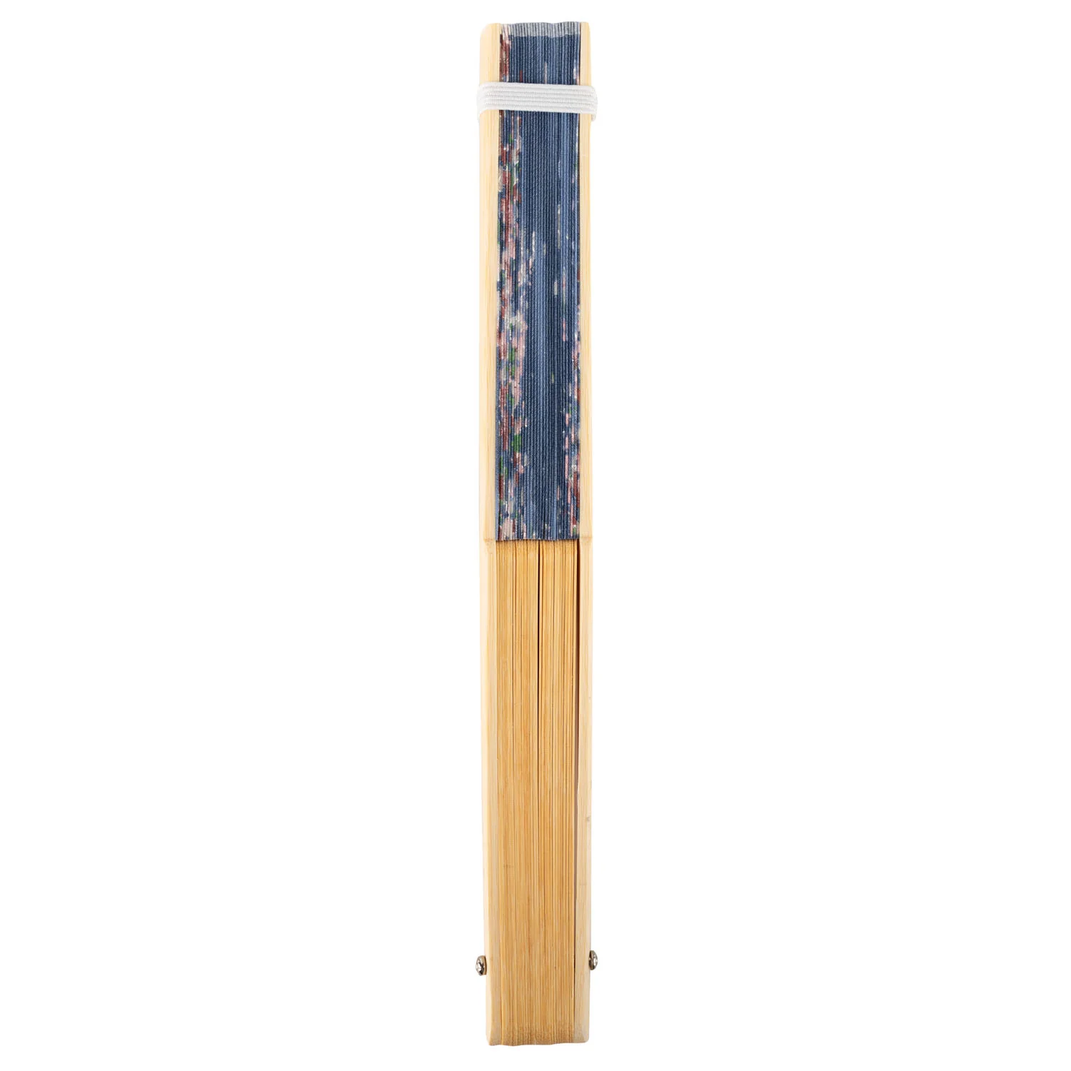 Navy Blue Butterfly Japanese Folding Fan - Image 2