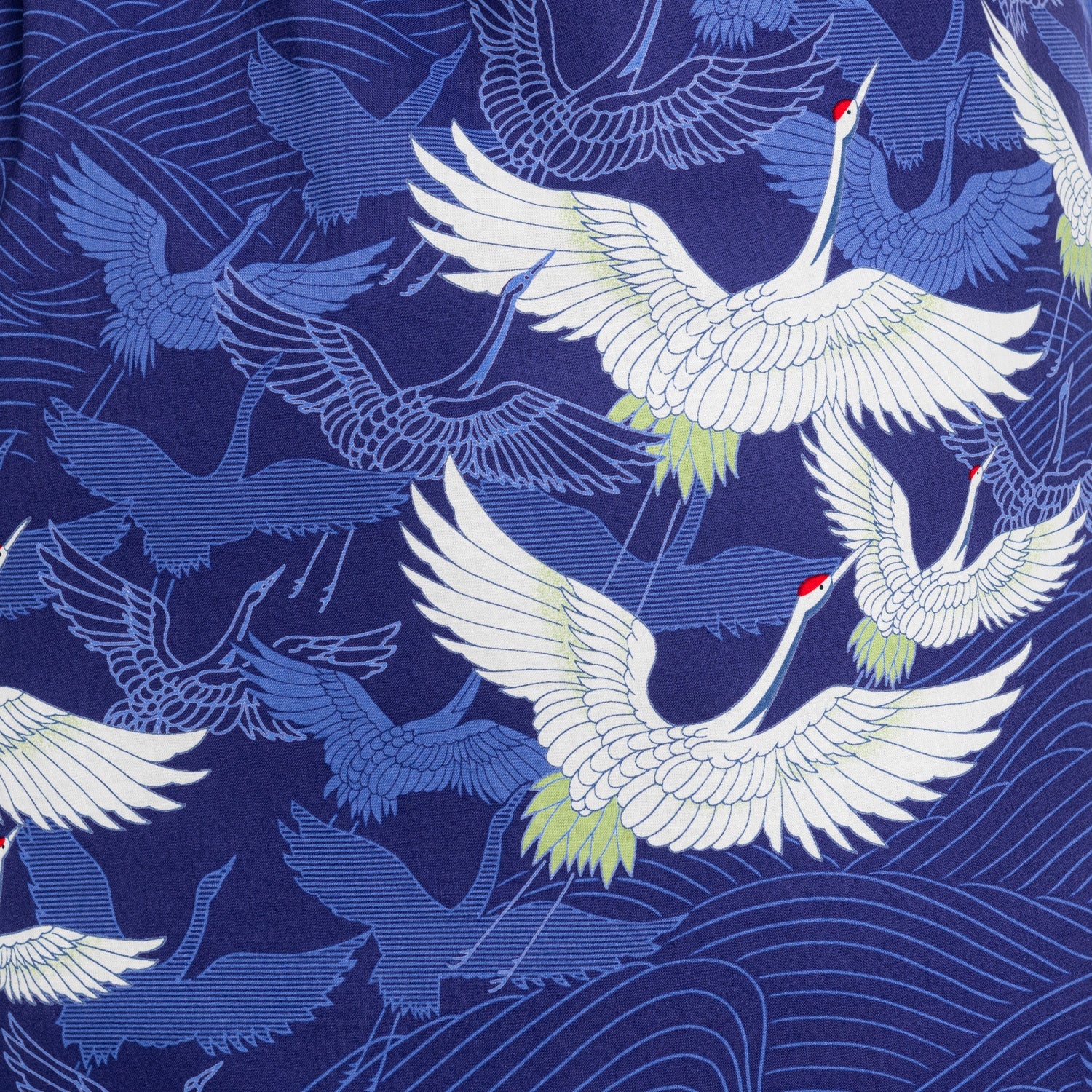 Navy Blue Crane Short Japanese Cotton Kimono - Image 5