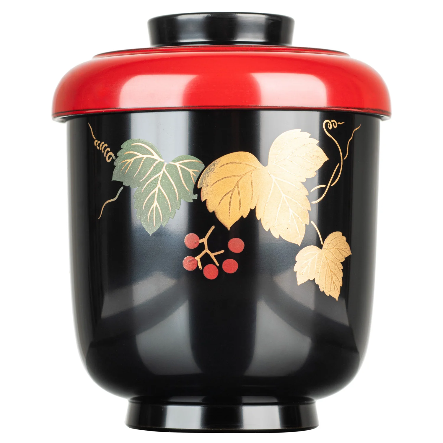 Premium Gold Ivy Japanese Urushi Wooden Bowl and Lid - Image 2