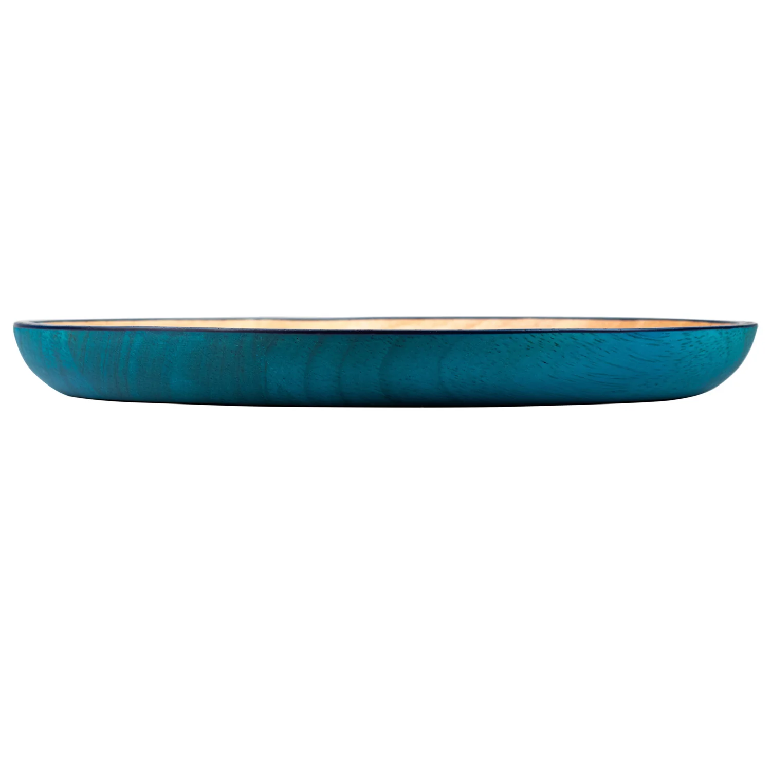 Premium Turquoise Japanese Round Wooden Plate - Image 3