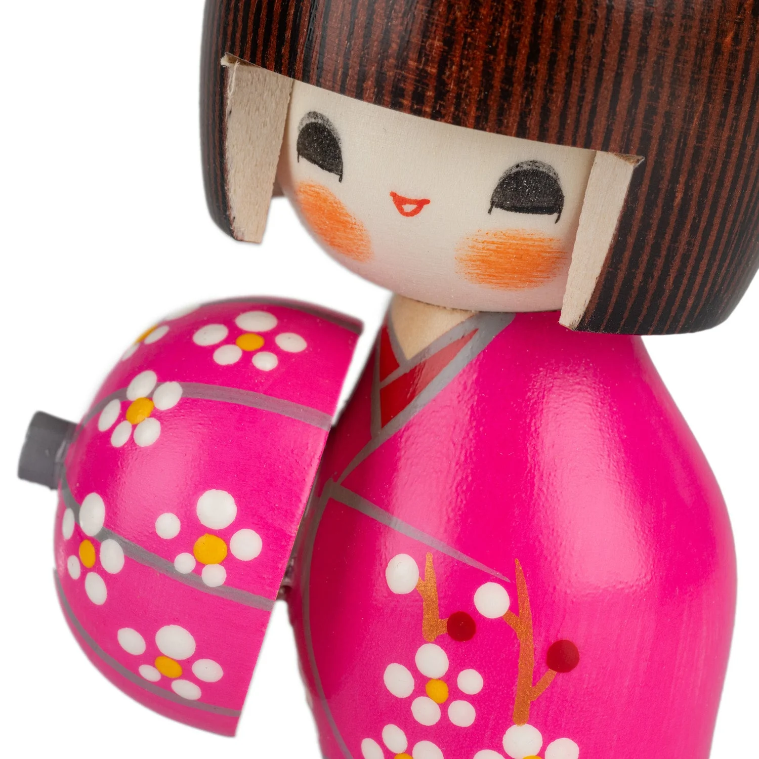 Pretty Lady in Pink Japanese Kokeshi Doll - Image 2