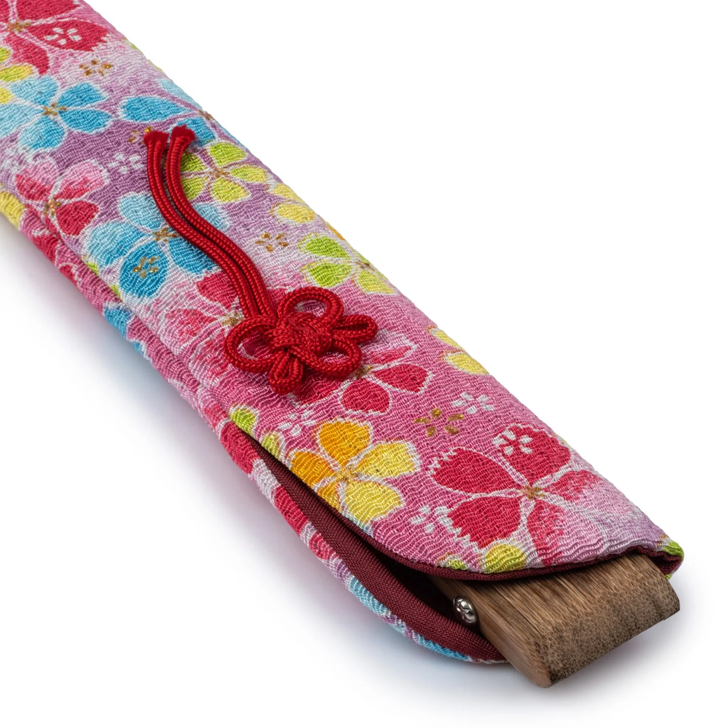 Pretty Pink Floral Japanese Folding Fan Case - Image 3