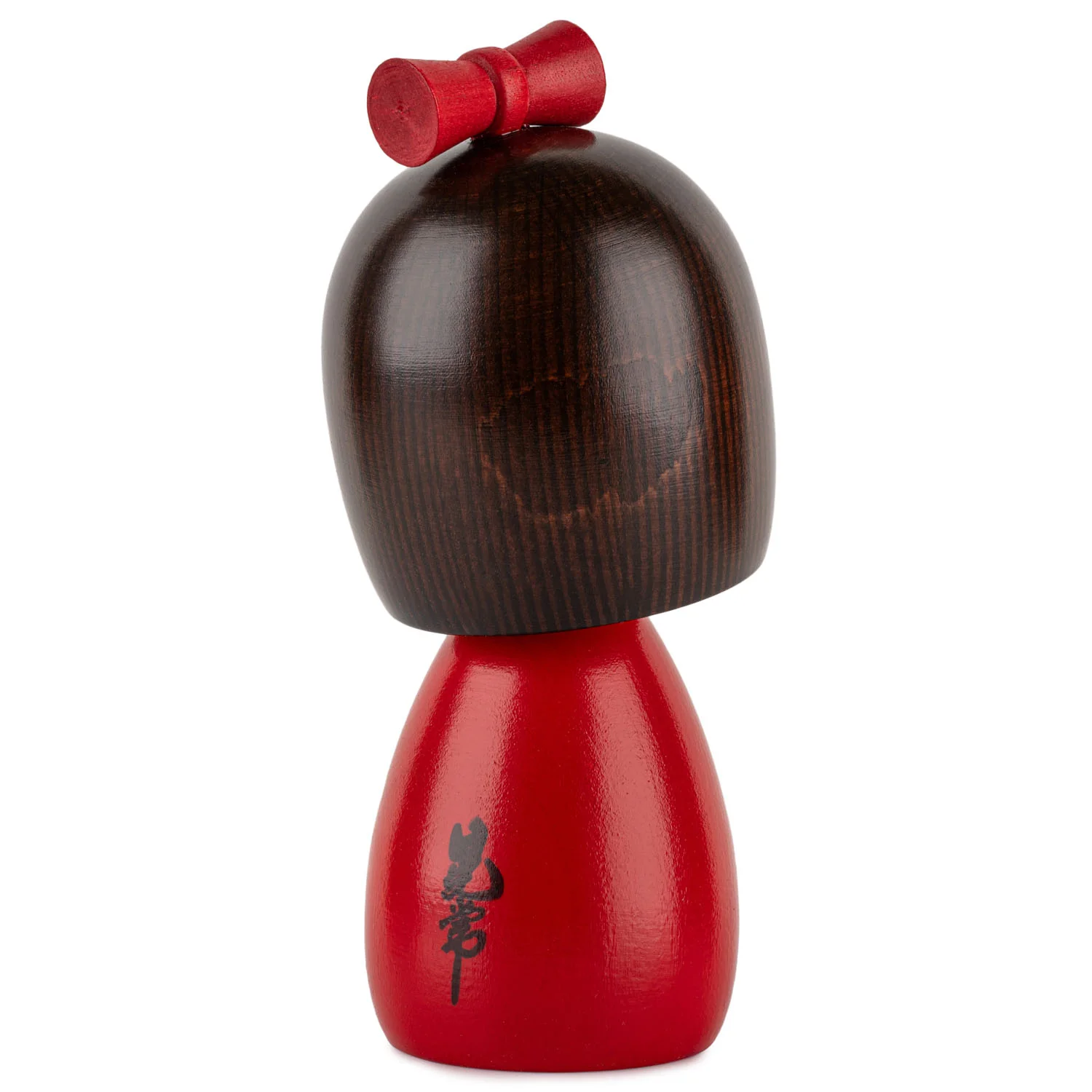 Red Plum Girl Japanese Kokeshi Doll - Image 3