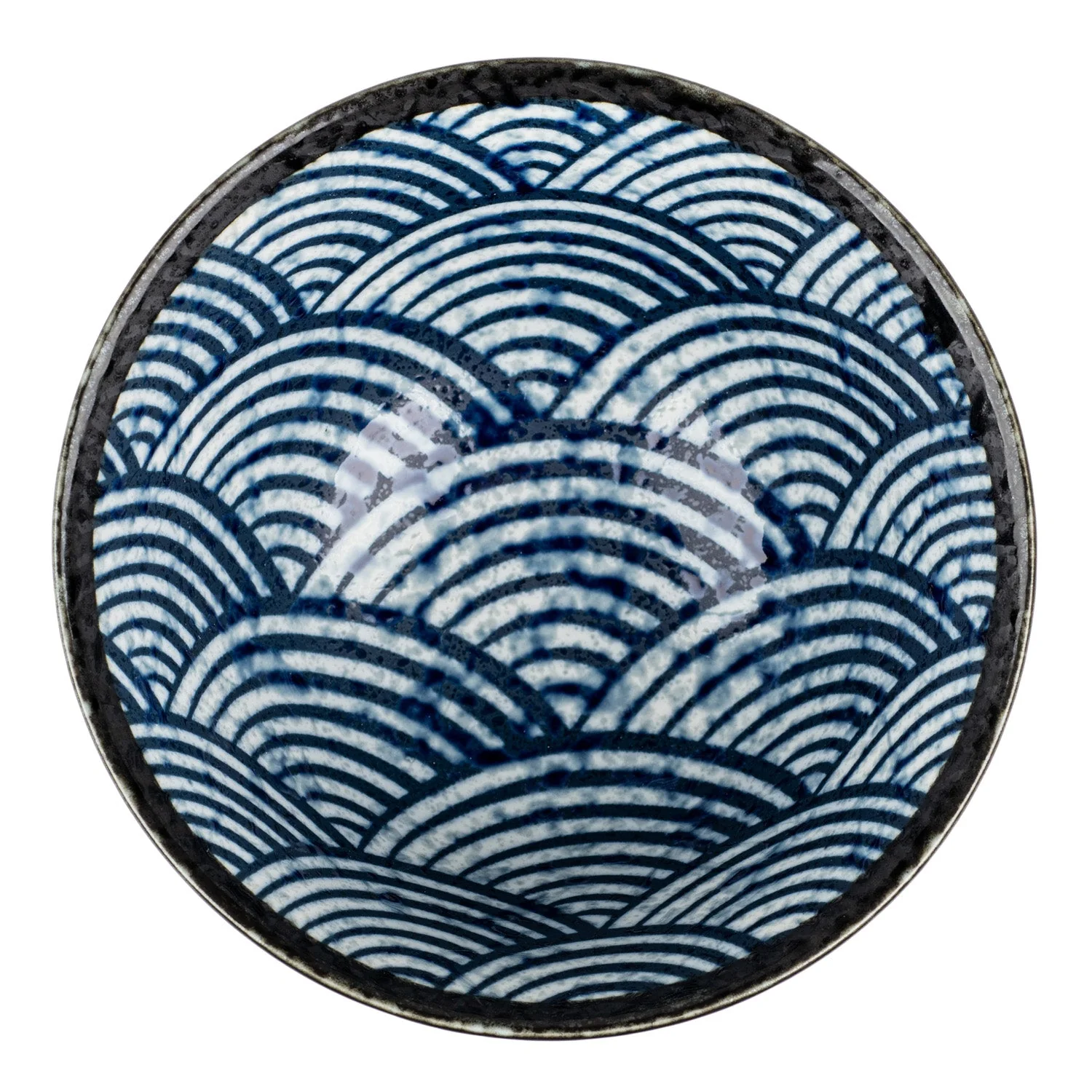 Seikaiha Ceramic Japanese Rice Bowl - Image 3