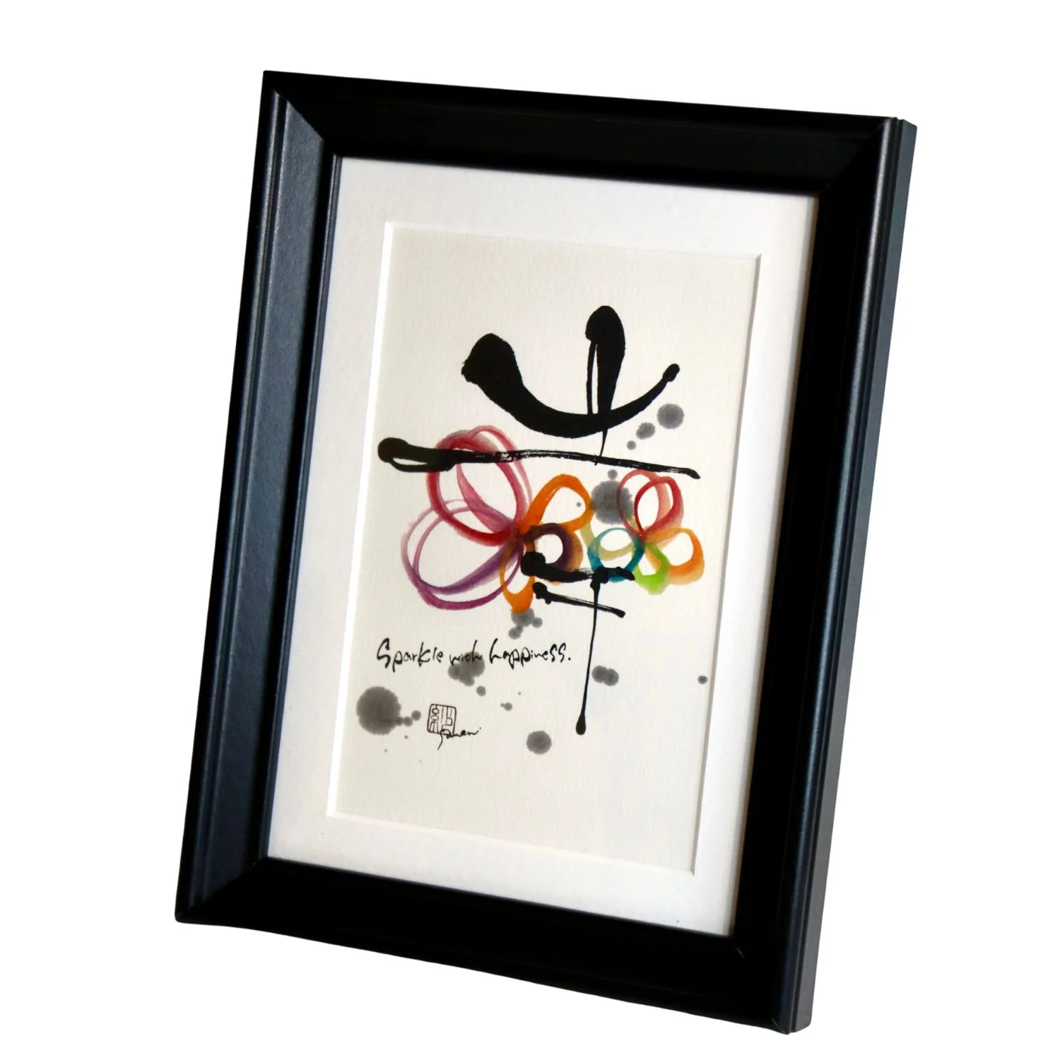 Sparkle With Happiness Black Frame A5 Japanese Print